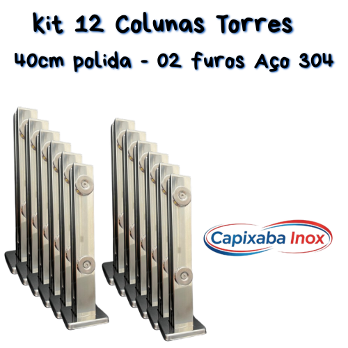 kitt Coluna Torre 40cm polida - 02 furos ...